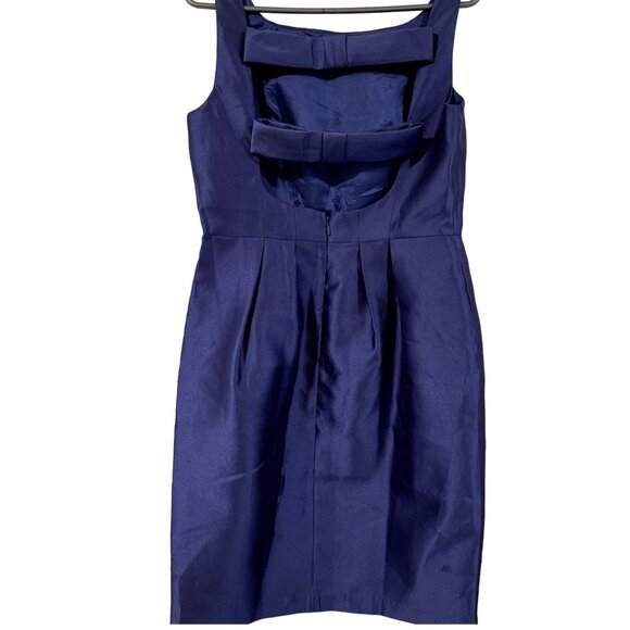 Adrianna Papell Dress Womens 8 Navy Blue Bow Back Open Back Cocktail Party - Picture 4 of 9